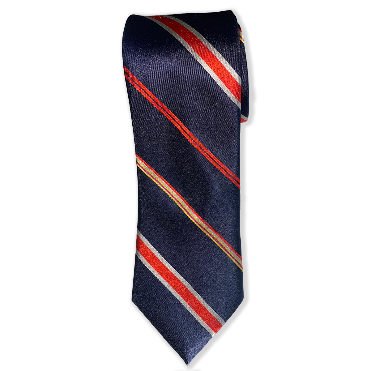 Dark Red / Navy Stripes & Emblem Tie - Regular and Long - Knights